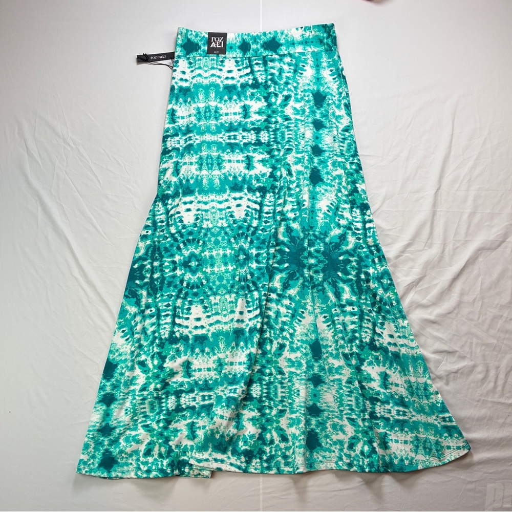 Roz and Ali NWT Teal and White Maxi Skirt - Picture 2 of 7